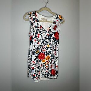 Loft Floral Flutter Sleeve Lined Shift Dress Size Small Petite EUC